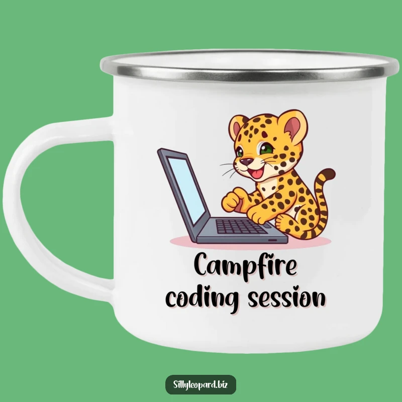Funny Leopard Cub Camping Mug - Hilarious Outdoor Tech Explorer Gift!