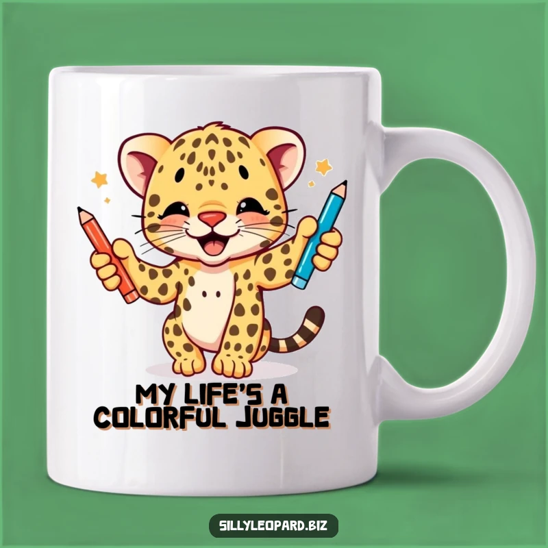 Funny Leopard Cub Pen Juggling Mug - Hilarious Office Gift for Work!