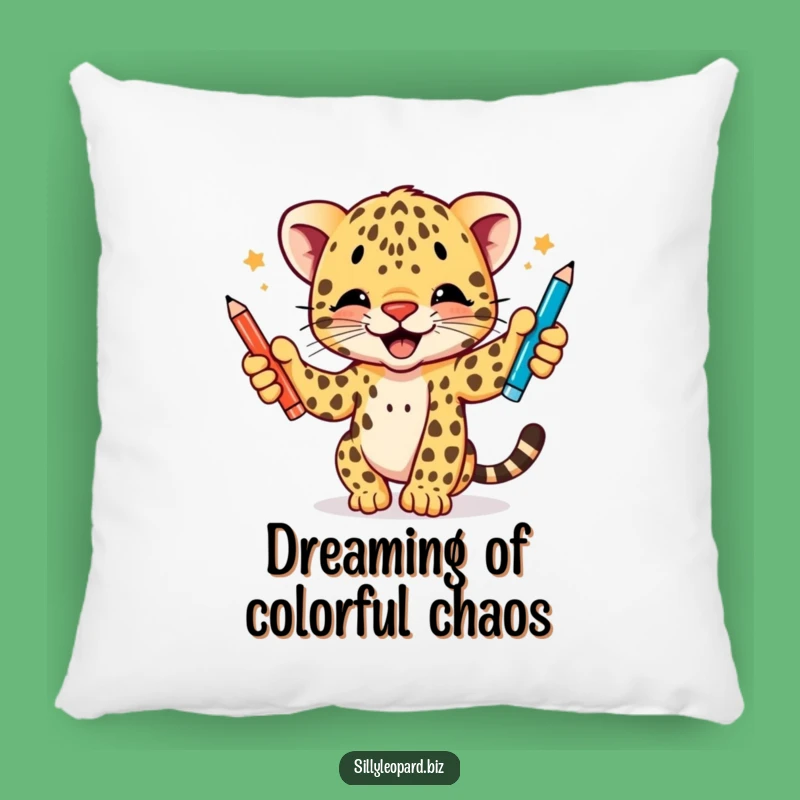 Comfy Funny Leopard Cub Pillow - Hilarious Pen Juggling Accent Decor Gift!
