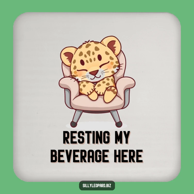 Funny Leopard Cub Coaster - Hilarious Nap Time Decor Gift!