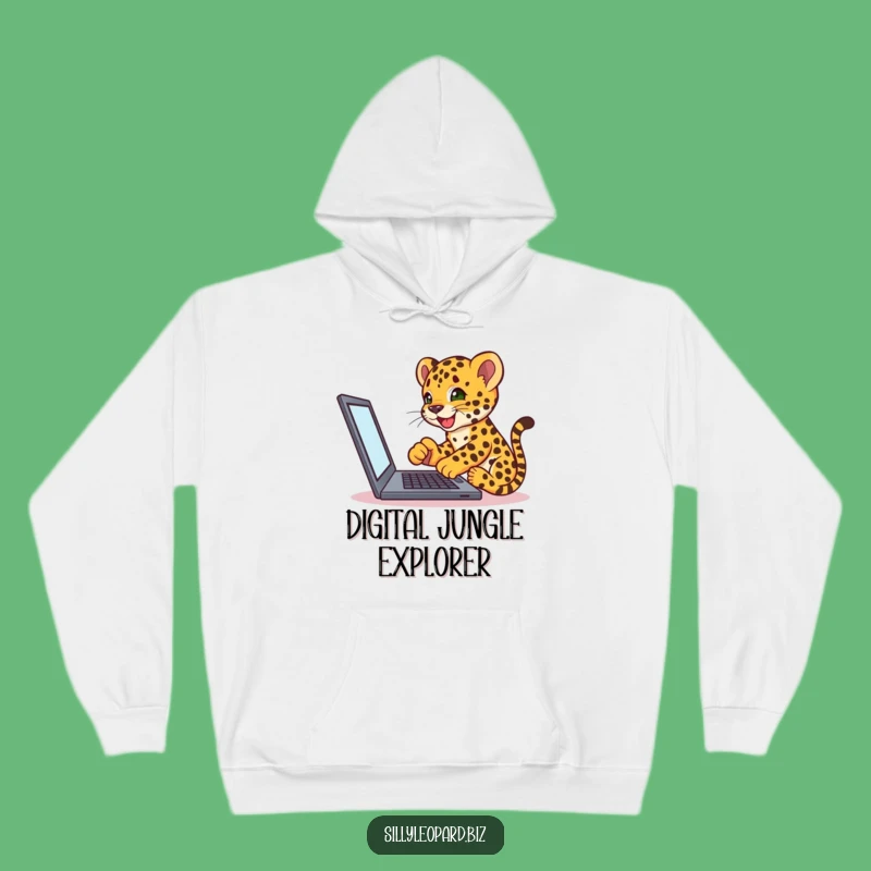 Cozy Funny Leopard Cub Hoodie - Tech-Savvy Laptop Lover Gift!