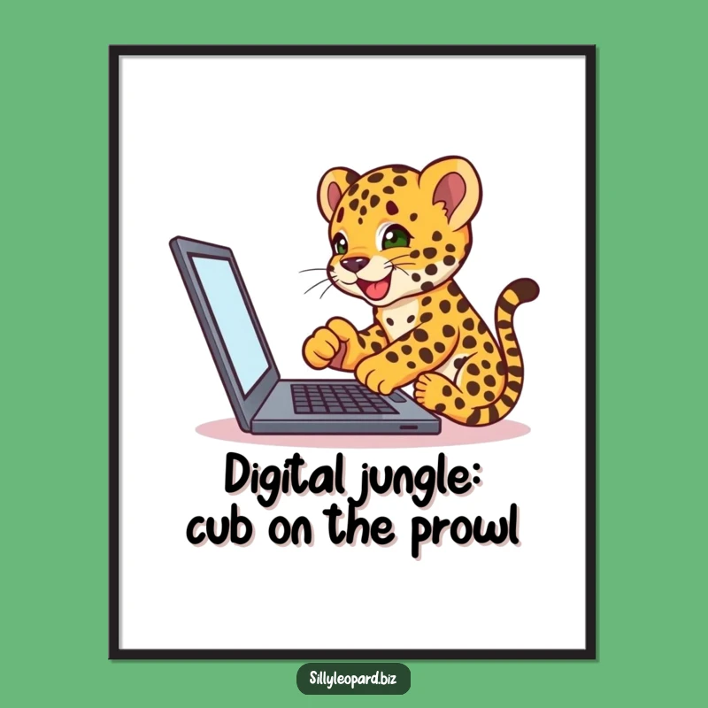Funny Free Printable Wall Art: Tapping Cub, Tech Decor, Downloadable Gift!
