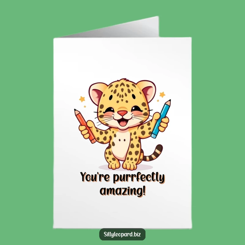 Hilarious Free Printable Congrats Card: Juggling Leopard Cub, Downloadable Gift!
