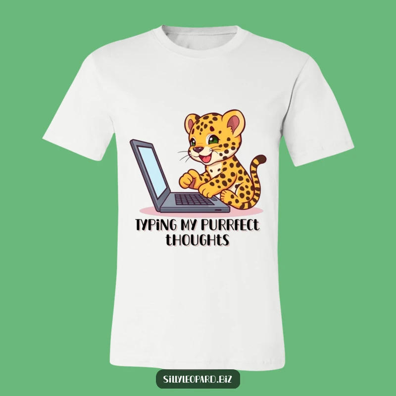 Funny Leopard Cub Laptop T-Shirt - Enthusiastic Tech Player Tee Gift!
