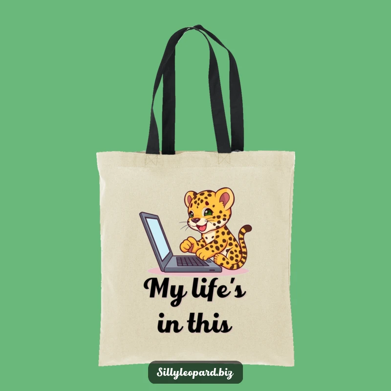 Funny Leopard Cub Tote Bag - Stylish Tech Accessory for Laptop Users Gift!